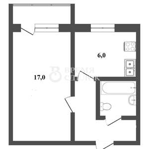 1-к квартира, вторичка, 32м2, 5/5 этаж