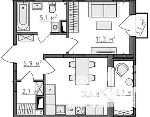 1-к квартира, вторичка, 40м2, 4/9 этаж