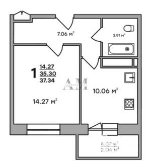 1-к квартира, сданный дом, 37м2, 11/15 этаж