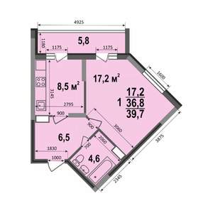 1-к квартира, строящийся дом, 40м2, 2/17 этаж