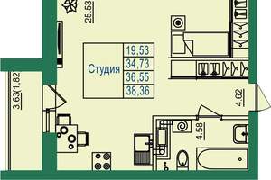 Студия квартира, вторичка, 37м2, 5/8 этаж