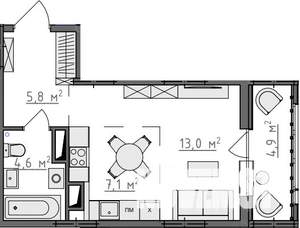 Студия квартира, вторичка, 33м2, 9/9 этаж