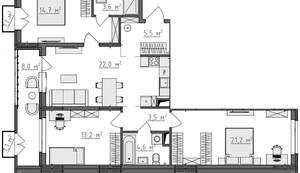 3-к квартира, вторичка, 93м2, 2/9 этаж