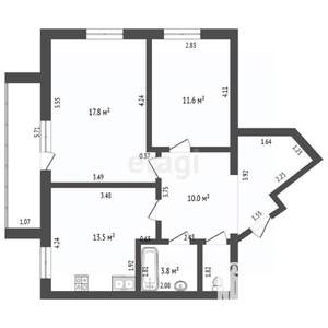 2-к квартира, вторичка, 63м2, 1/10 этаж