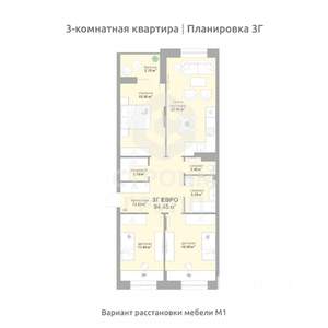 3-к квартира, вторичка, 94м2, 3/17 этаж