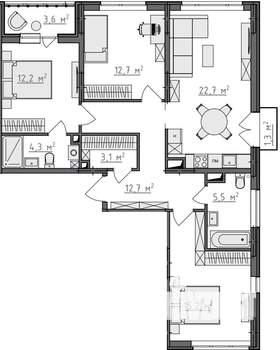 3-к квартира, вторичка, 91м2, 4/9 этаж