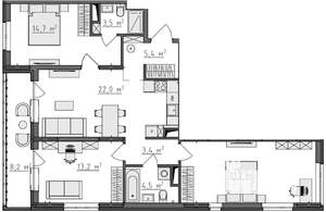 3-к квартира, вторичка, 92м2, 9/9 этаж