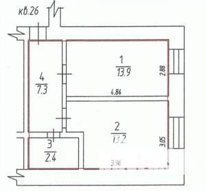 1-к квартира, вторичка, 38м2, 3/9 этаж