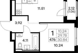 1-к квартира, вторичка, 31м2, 4/17 этаж