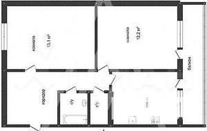 2-к квартира, вторичка, 49м2, 2/3 этаж