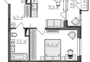 1-к квартира, вторичка, 40м2, 4/9 этаж
