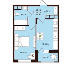 1-к квартира, вторичка, 40м2, 17/17 этаж