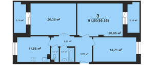 3-к квартира, вторичка, 87м2, 2/15 этаж
