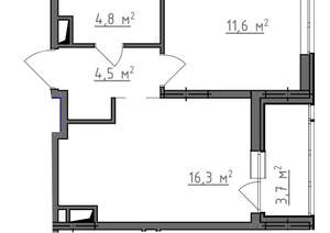 1-к квартира, вторичка, 39м2, 7/9 этаж