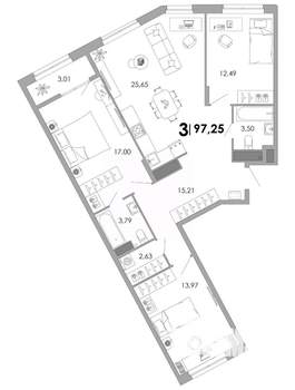 3-к квартира, вторичка, 97м2, 11/17 этаж