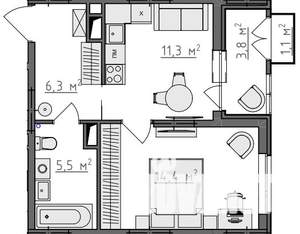 1-к квартира, вторичка, 40м2, 6/9 этаж