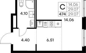 Студия квартира, вторичка, 29м2, 4/17 этаж