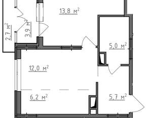 1-к квартира, вторичка, 45м2, 4/9 этаж