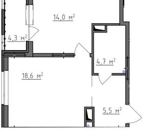 1-к квартира, вторичка, 45м2, 2/9 этаж