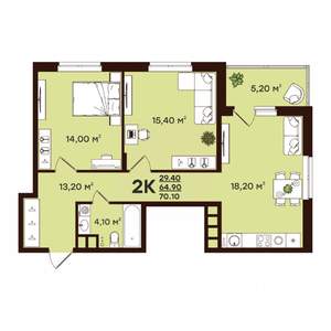 2-к квартира, строящийся дом, 70м2, 8/17 этаж