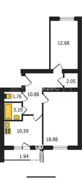 2-к квартира, вторичка, 63м2, 5/5 этаж