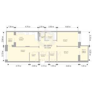 3-к квартира, вторичка, 94м2, 11/17 этаж