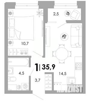 1-к квартира, вторичка, 36м2, 2/17 этаж