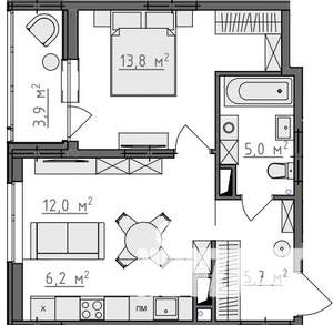 1-к квартира, вторичка, 45м2, 7/9 этаж