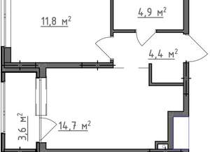 1-к квартира, вторичка, 38м2, 1/9 этаж