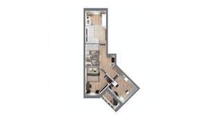 2-к квартира, строящийся дом, 54м2, 13/17 этаж