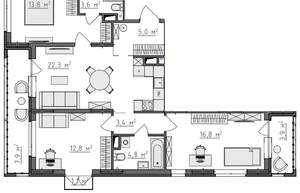 3-к квартира, вторичка, 88м2, 2/9 этаж
