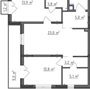 2-к квартира, вторичка, 72м2, 1/9 этаж