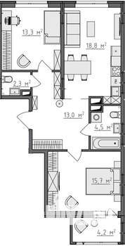 2-к квартира, вторичка, 70м2, 7/9 этаж