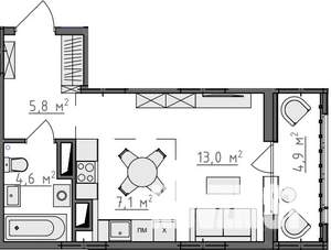 Студия квартира, вторичка, 33м2, 9/9 этаж