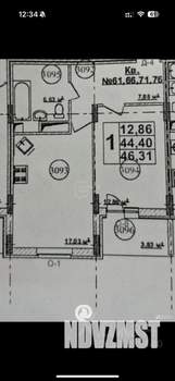 1-к квартира, вторичка, 46м2, 4/7 этаж