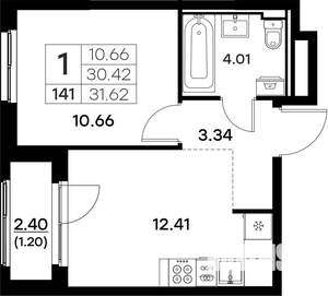 1-к квартира, вторичка, 32м2, 13/17 этаж