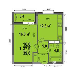 1-к квартира, вторичка, 40м2, 9/17 этаж