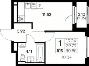 1-к квартира, вторичка, 31м2, 7/17 этаж