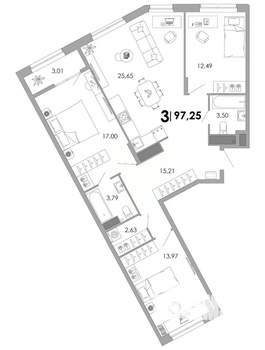 3-к квартира, вторичка, 97м2, 14/17 этаж