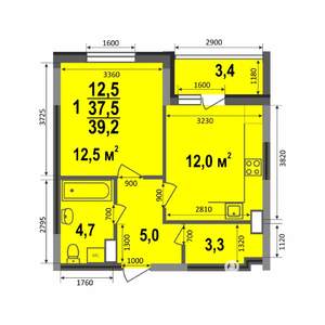 1-к квартира, строящийся дом, 39м2, 5/17 этаж