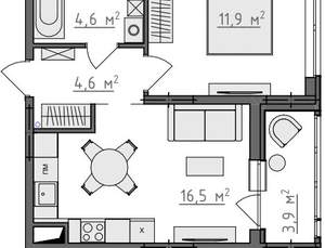1-к квартира, вторичка, 40м2, 7/9 этаж