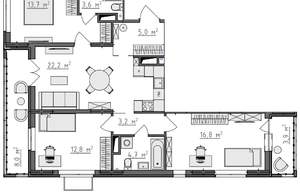 3-к квартира, вторичка, 88м2, 9/9 этаж