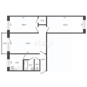 3-к квартира, вторичка, 58м2, 2/5 этаж