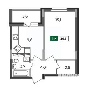 1-к квартира, вторичка, 37м2, 2/17 этаж