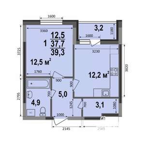 1-к квартира, вторичка, 39м2, 1/17 этаж