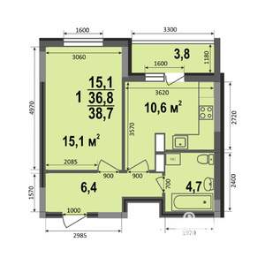 1-к квартира, вторичка, 39м2, 15/17 этаж