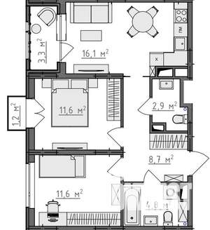 2-к квартира, вторичка, 58м2, 5/9 этаж