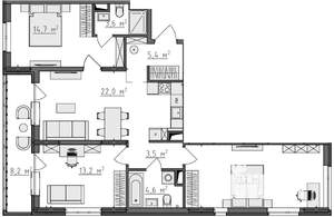 3-к квартира, вторичка, 92м2, 8/9 этаж
