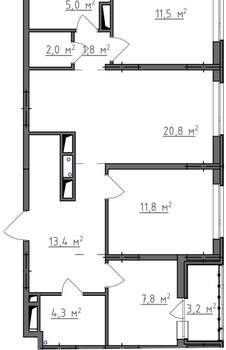 3-к квартира, вторичка, 80м2, 9/9 этаж