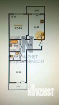 2-к квартира, вторичка, 57м2, 12/13 этаж